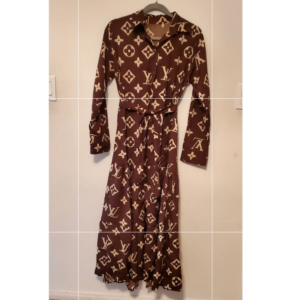 NWT Brown Long Sleeve Maxi dress